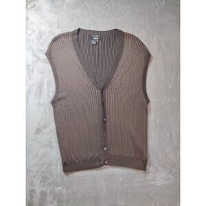 Tulliano for SAAB Men’s XXL Brown Silk Sweater Vest Preppy Old Money Quite Lux
